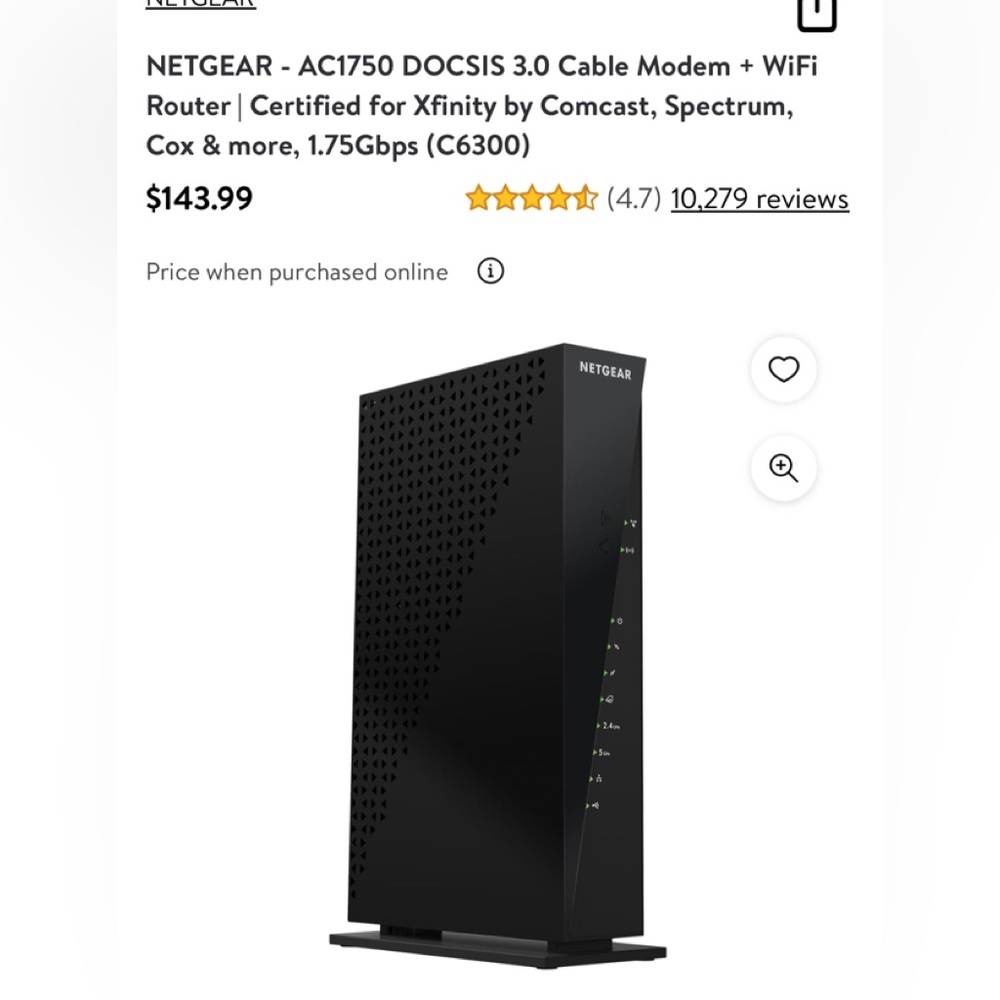 Netgear brand new WiFi cable modem router